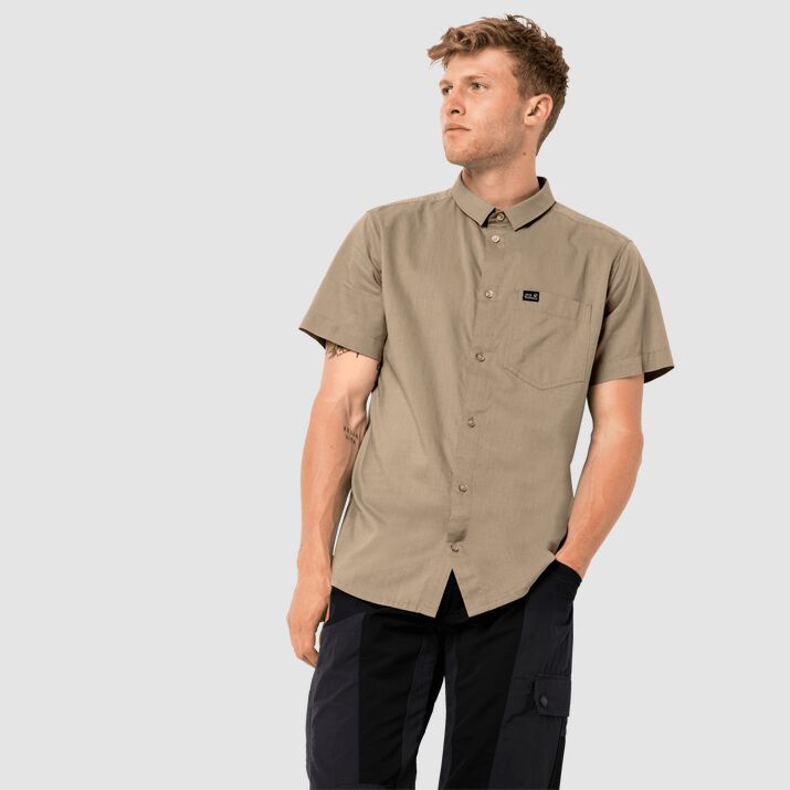 Jack Wolfskin Mens Nata River Short Sleeve Shirt Khaki 635172ICJ